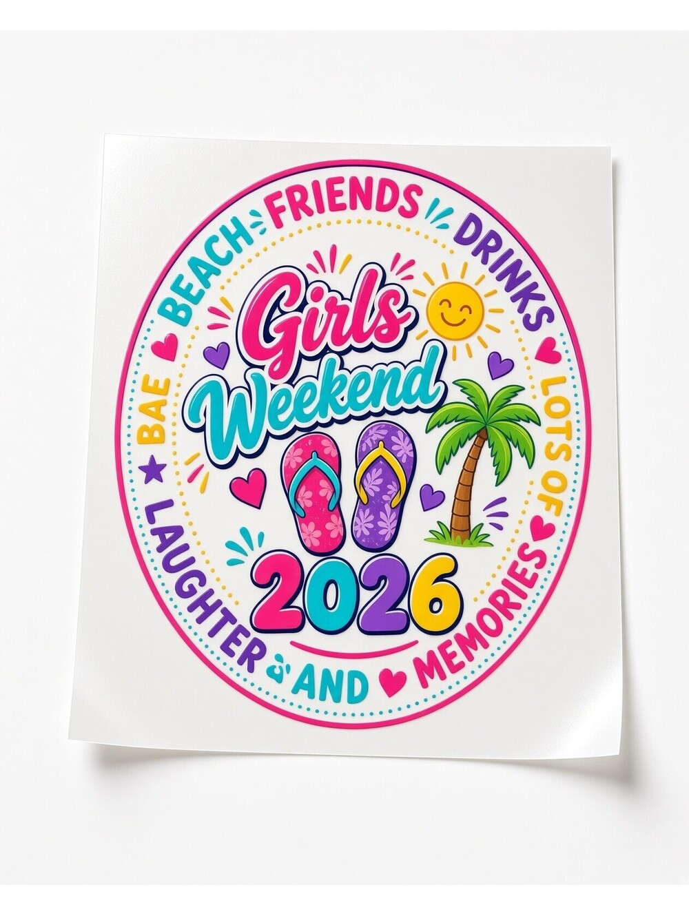 4pc 10" Girls Weekend 2026 Beach Friends Drinks Trip DTF Transfer Ready to P